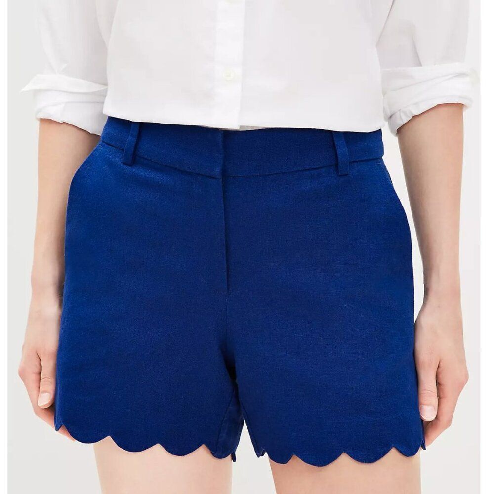 LOFT Riviera Shorts in Scalloped‎ Linen Cotton - Size 6 - NWT